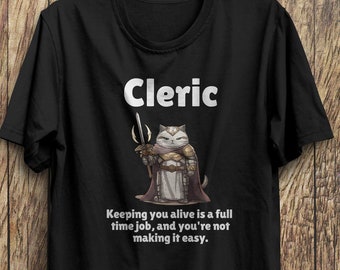 D&D Cleric Cat T-Shirt: Funny RPG Unisex Tee