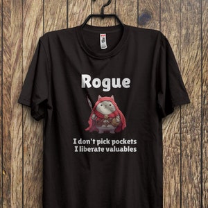 D&D Rogue Funny T Shirt, Dungeons and Dragons Unisex Tee, Gift for DND Player Gift for DM, RPG T Shirt, dnd Cat Shirt, Great gift