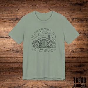 Second Breakfast Club T-Shirt, Hobbit Inspired Shirt, Shire Door Tee, Middle-Earth Fan Apparel, Unisex Fit, Lord of the Rings Nerd Shirt image 7