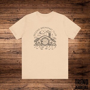 Second Breakfast Club T-Shirt, Hobbit Inspired Shirt, Shire Door Tee, Middle-Earth Fan Apparel, Unisex Fit, Lord of the Rings Nerd Shirt image 3