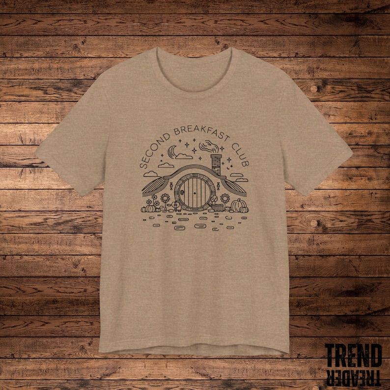 Second Breakfast Club T-Shirt, Hobbit Inspired Shirt, Shire Door Tee, Middle-Earth Fan Apparel, Unisex Fit, Lord of the Rings Nerd Shirt image 4