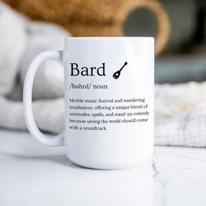 DnD Bard Hilarious Definition Mug - Funny Dungeons and Dragons Gift for Players and Dungeon Masters - RPG Gamer 15oz Coffee Cup