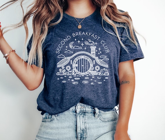 Second Breakfast Club T-Shirt, Hobbit Inspired Shirt, Shire Door Tee, Middle-Earth Fan Apparel, Unisex Fit, Lord of the Rings Nerd Shirt