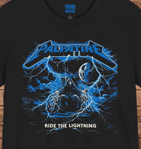 Palpatine Ride The Lightning Shirt, Funny Star Wars Metal Parody Tee, Sith Lord Emperor Tshirt, Dark Side Music Mashup, Heavy Metal Gift