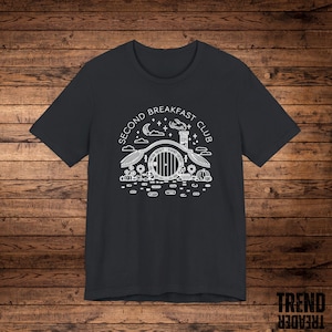 Second Breakfast Club T-Shirt, Hobbit Inspired Shirt, Shire Door Tee, Middle-Earth Fan Apparel, Unisex Fit, Lord of the Rings Nerd Shirt image 6