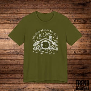 Second Breakfast Club T-Shirt, Hobbit Inspired Shirt, Shire Door Tee, Middle-Earth Fan Apparel, Unisex Fit, Lord of the Rings Nerd Shirt image 5
