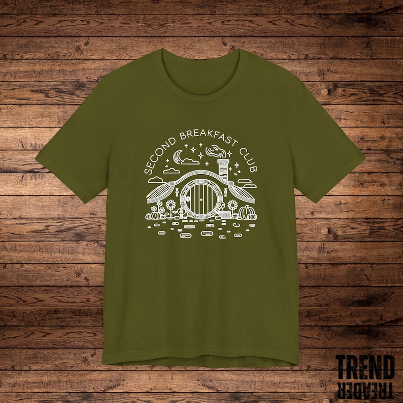 Second Breakfast Club T-Shirt, Hobbit Inspired Shirt, Shire Door Tee, Middle-Earth Fan Apparel, Unisex Fit, Lord of the Rings Nerd Shirt image 5