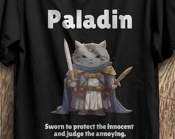 Funny D&D Paladin Cat T-Shirt: Dungeons and Dragons RPG Tee
