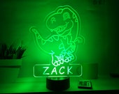 Custom Big T-Rex Dinosaur LED Night Light, Kids Family Gift, Toronto Raptors Lamp, Velociraptor, Triceratops, Tyrannosaurus Rex