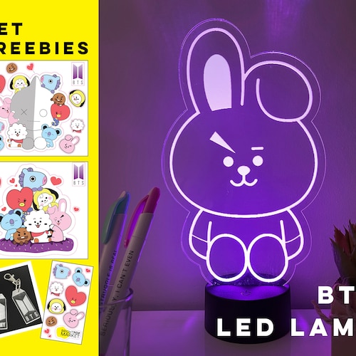 Bt21 Cooky Led Night Light Lamp With Free Keychain Etsy