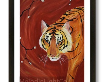 Art Print "Year of The Tiger" Oil Painting 9x13 on Fine Art Paper (Available w/Frame and Mat)