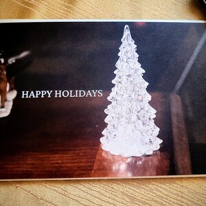 Carte de Noël - Joyeuses Fêtes White Sparkly Tree Pearl finish Flat (Style carte postale)