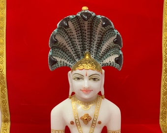 11" Marble Parasnath Bhagwan Jain Murti Pratima