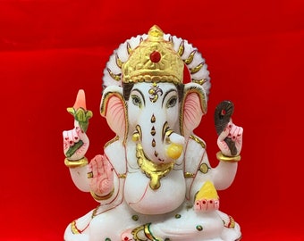 7" Marble Ganesh Murti, Ganesh Statue, Marble Ganesha Moorti, Marble Murthi Ganesh