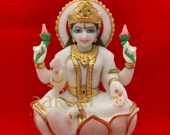8 inch Special Marble Murti MahaLakshmiji, Small Marble Murti Laxmi Mata, Laxmiji Moorty
