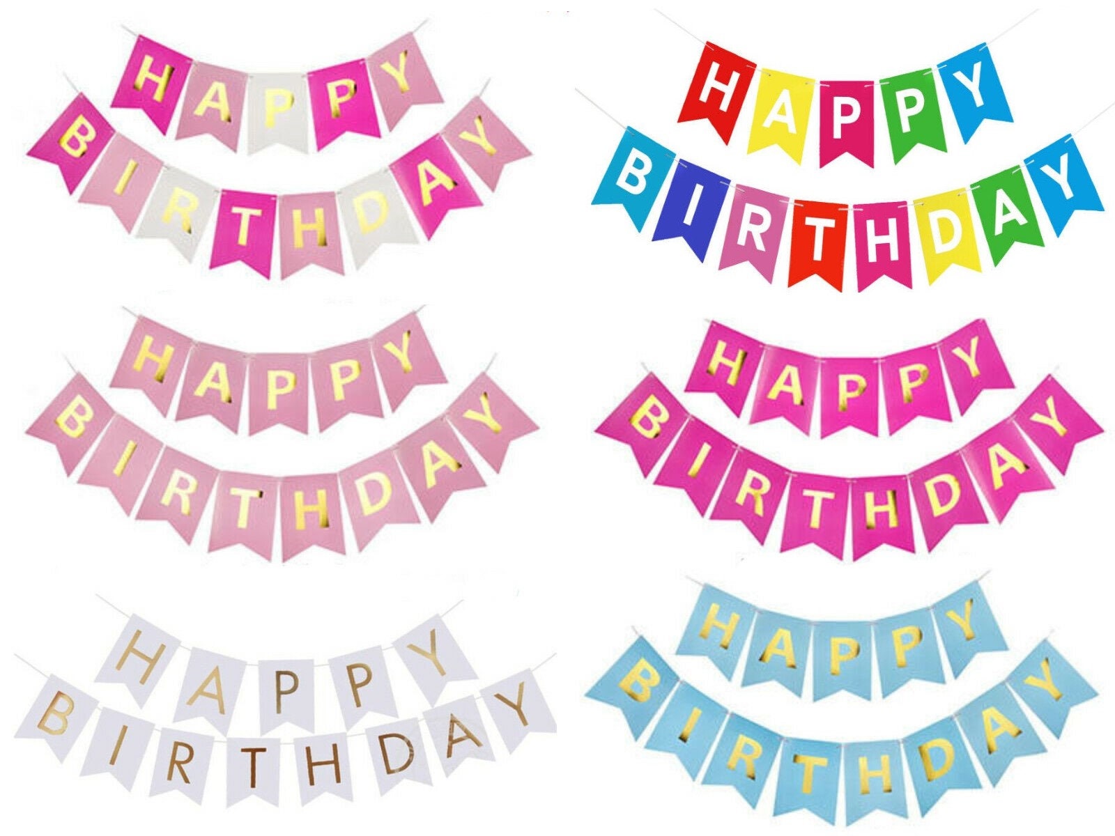 Happy Birthday Bunting Banner Party Decoration Garland Pastel Etsy UK