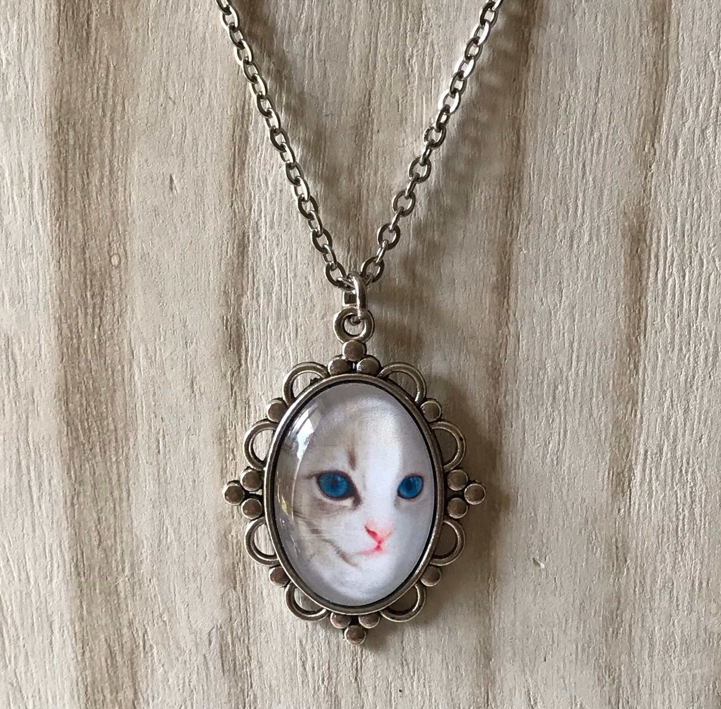 White Cat Necklace White Cat Jewelry White Kitten Pendant Etsy