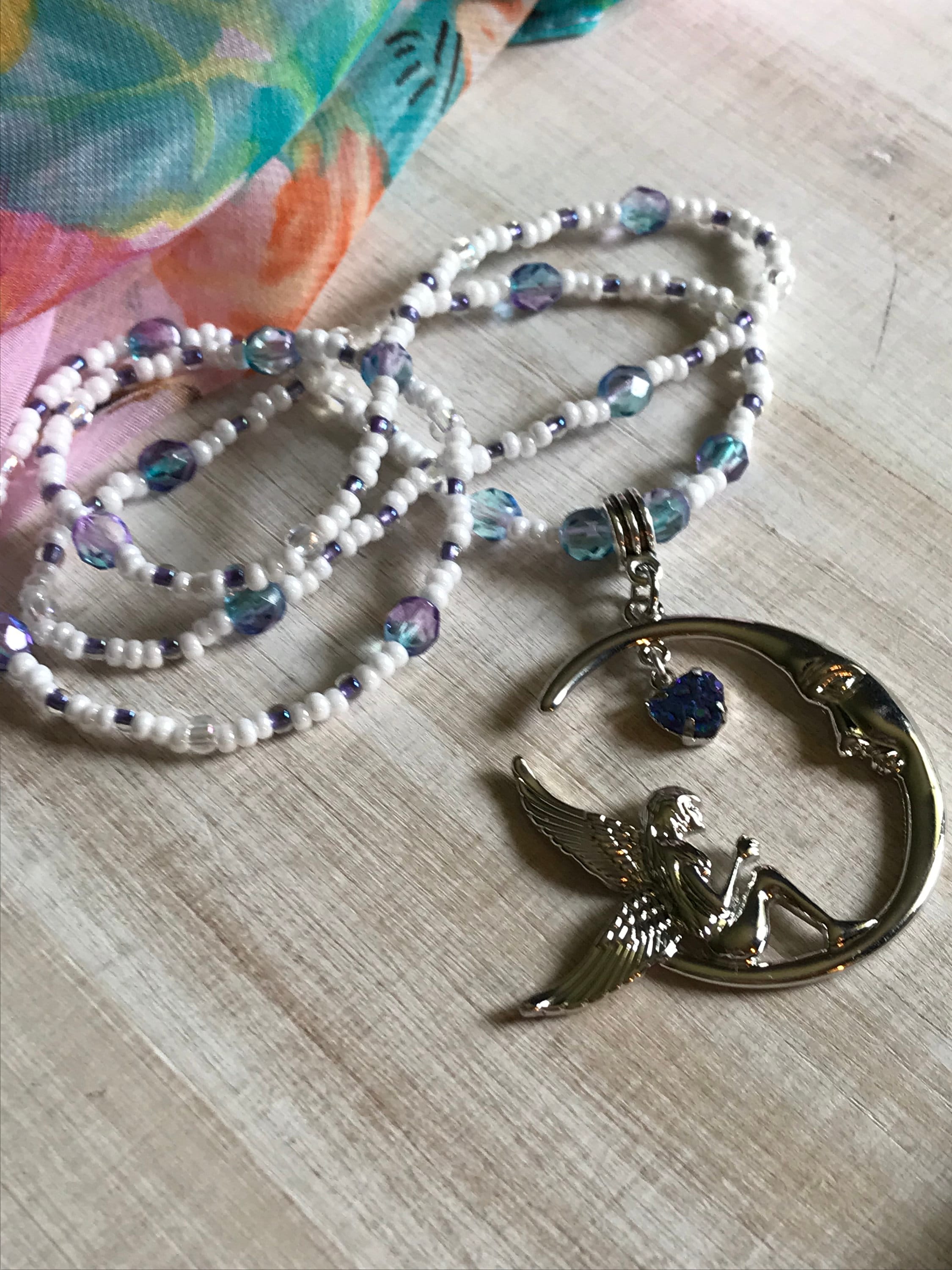 Fairy Necklace Beaded Fairy Necklace Large Fairy Pendant | Etsy