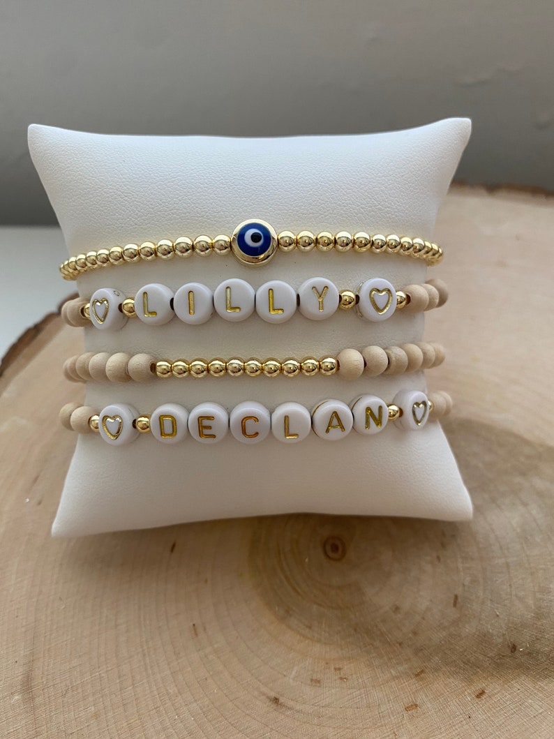 Personalized Beaded Bracelets Boho Bracelet Stack Bead Name Etsy