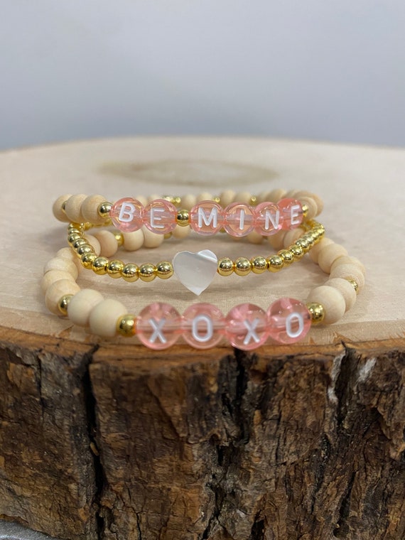 Valentines Gift, Love Message Bracelet Stack, Mother of  display picture 2