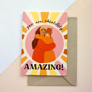 Tarjeta de felicitación ilustrada «Eres increíble» con sobre kraft