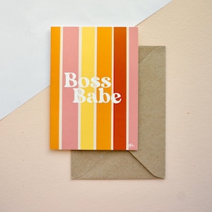 Tarjeta de felicitación ilustrada «Boss Babe» con sobre kraft