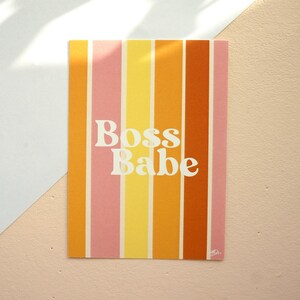 Mini carte postale illustrée colorée « Bossbabe » A6