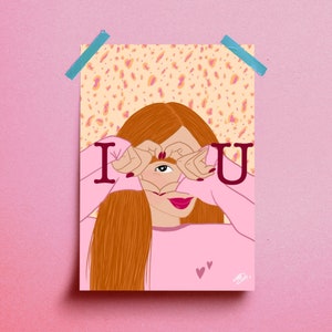 Tarjeta de felicitación ilustrada «Te amo» con sobre rosa