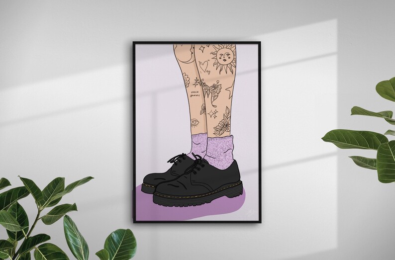 A5 'Dr Martens Tattoo Girl' Illustrated Art Print image 1