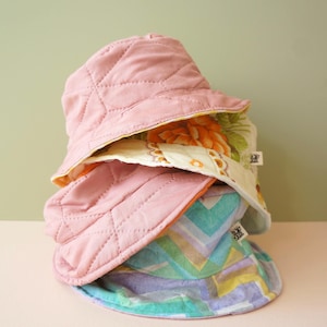 Handmade Upcycled Pink bucket hat from reclaimed textiles - One of a kind festival hats