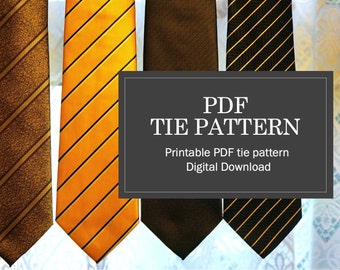 Printable PDF sewing pattern for necktie tie - instant download digital download pdf pattern