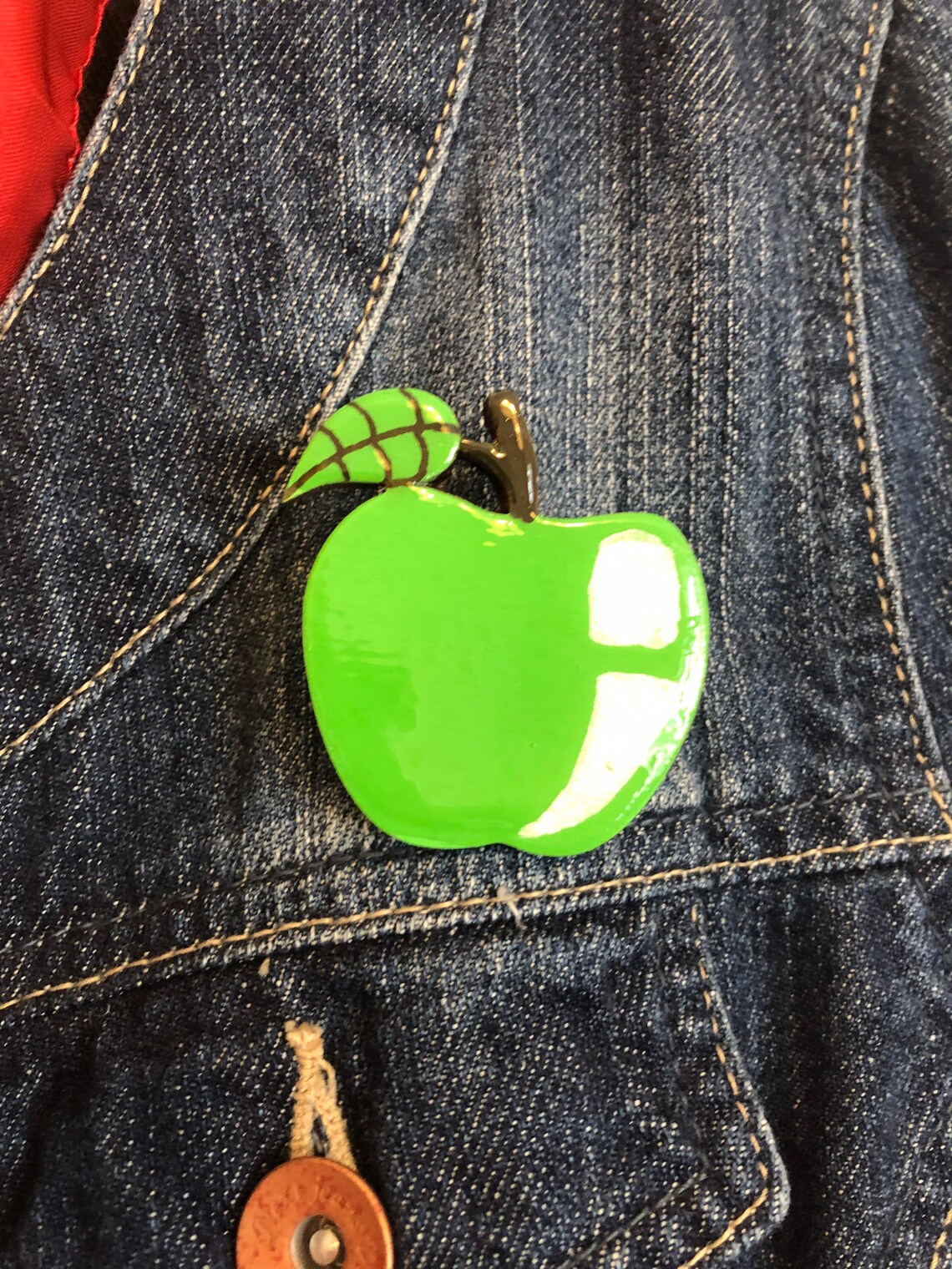 Handmade wooden apple brooch womens accessories Mothers Etsy