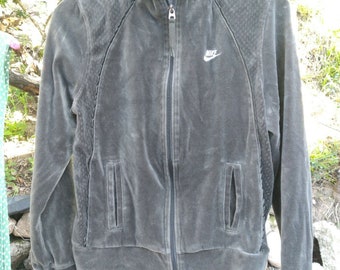 Y2K Era Nike Velour Tracksuit Top Grey 