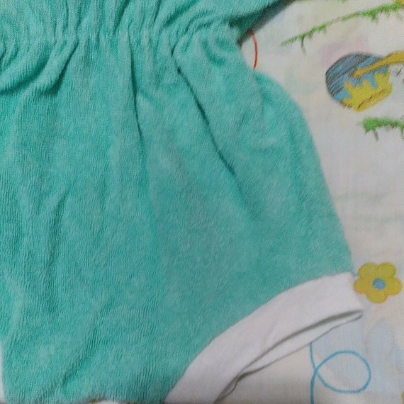 Vtg Baby Terrycloth One-piece 0-6 mos, mint green… - image 3