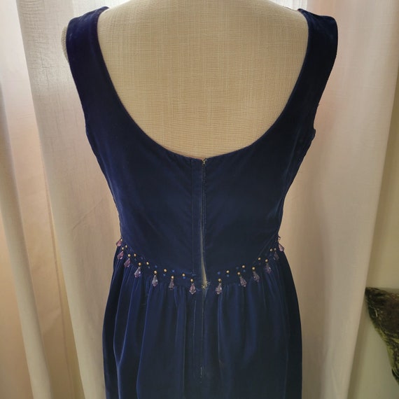 Authentic Vintage 1920s Blue Velvet Beaded Gatsby - image 4