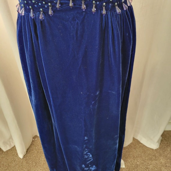 Authentic Vintage 1920s Blue Velvet Beaded Gatsby - image 3