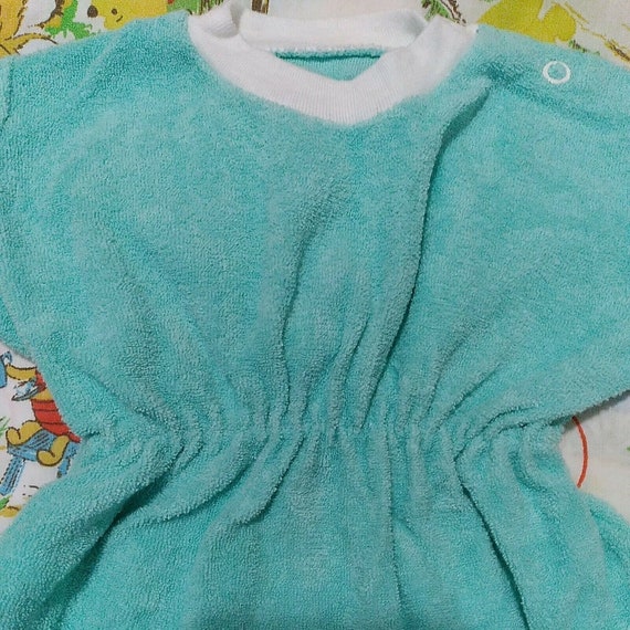Vtg Baby Terrycloth One-piece 0-6 mos, mint green… - image 2