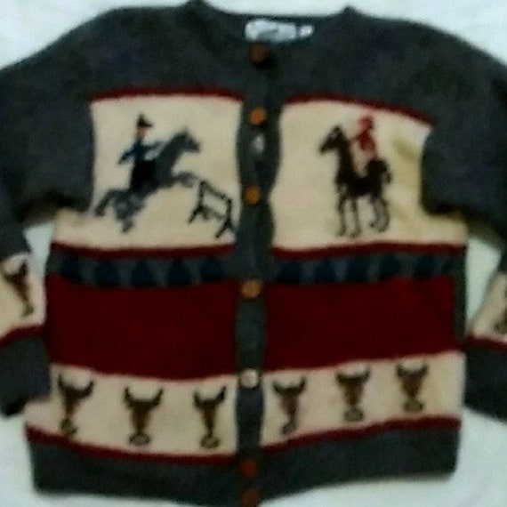 Vtg Nordstrom equestrian sweater THRASHED - image 1