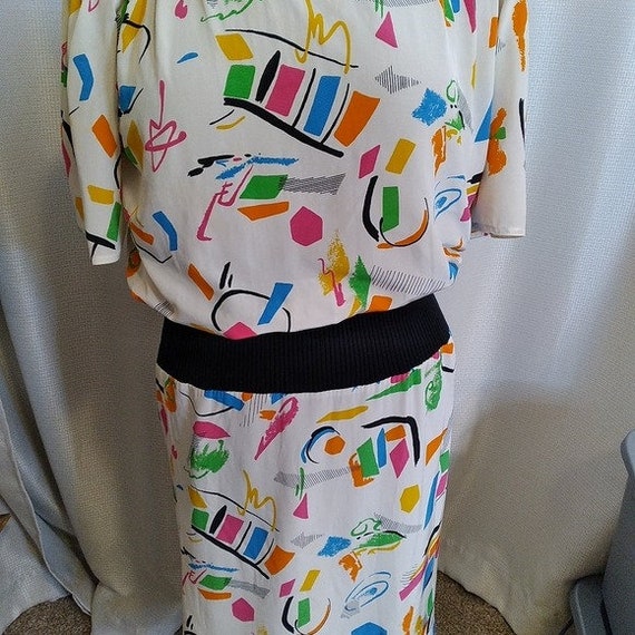 80s Liz Clairborne sz 10 Mondrian print dress - image 1