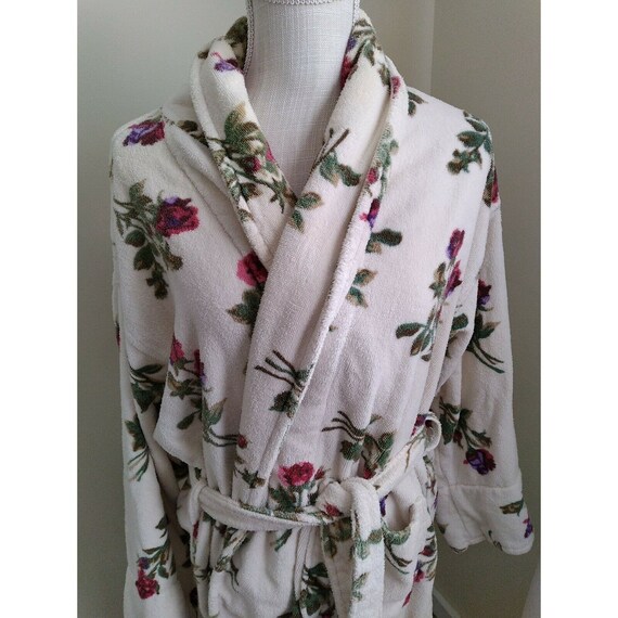 Vtg Turkish Bathrobe 90s Roses Shabby - image 2