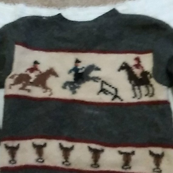 Vtg Nordstrom equestrian sweater THRASHED - image 8