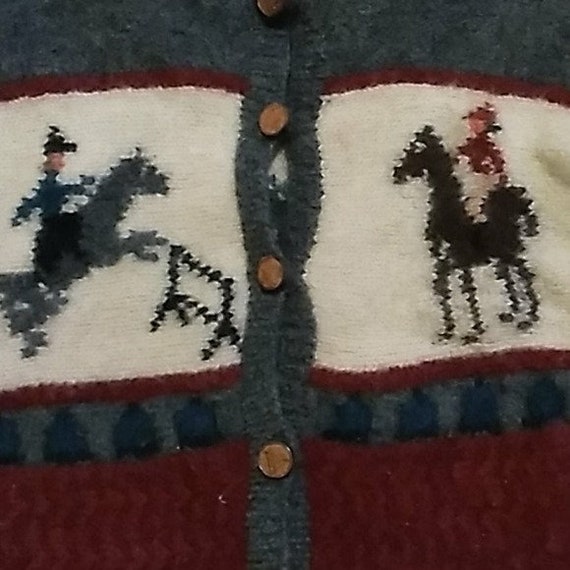 Vtg Nordstrom equestrian sweater THRASHED - image 2