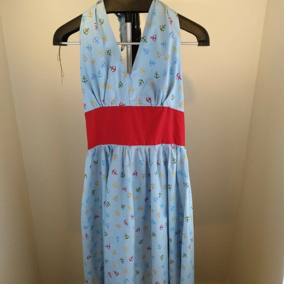 Vtg Handmade Halter Dress 80s/50s Med - image 1