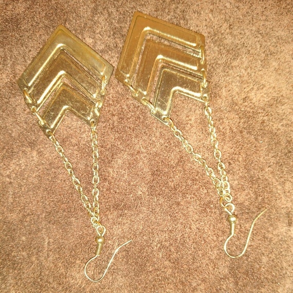 Chevron Enamel Earrings Vtg 80s/90s - image 3