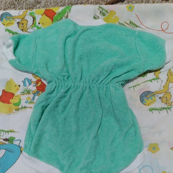 Vtg Baby Terrycloth One-piece 0-6 mos, mint green… - image 4