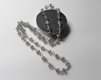 fine silver labradorite necklace with tiny cut gemstones