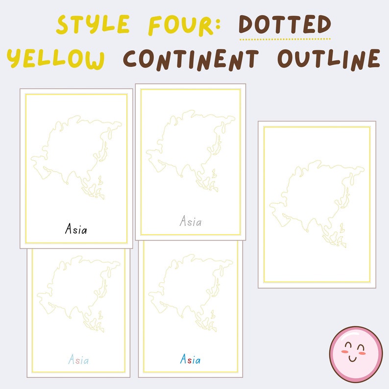 Asia Continent Tracing Worksheets, Montessori Preschool Geography: Art ...