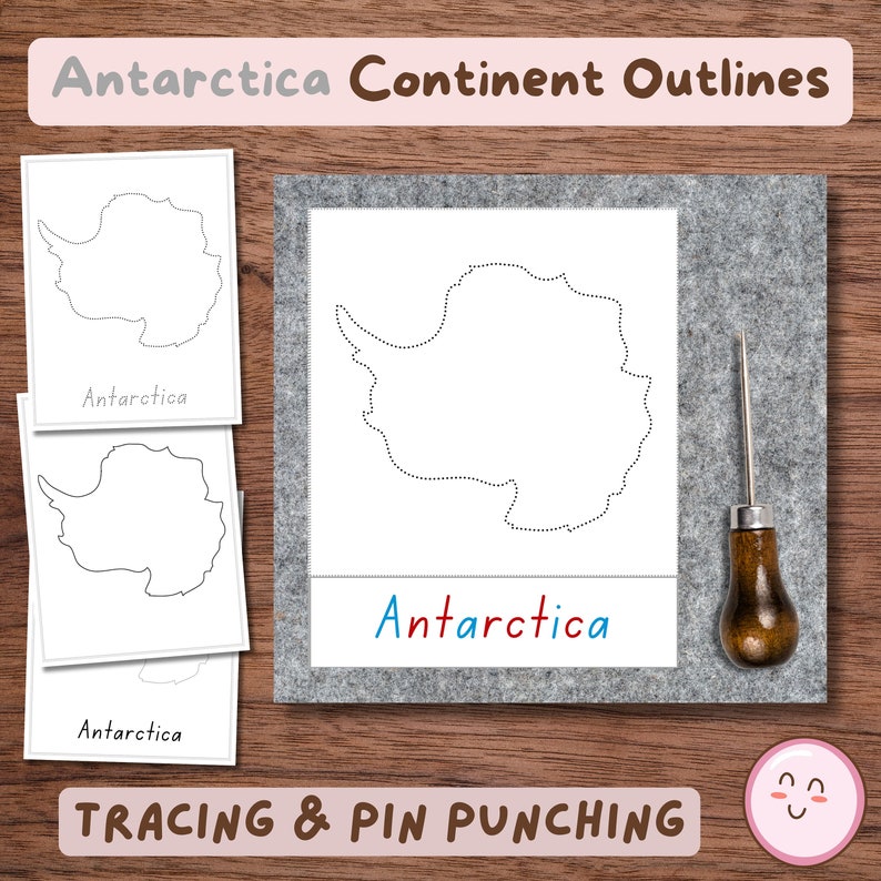 Antarctica Continent Tracing Worksheets, Montessori Preschool Geography ...