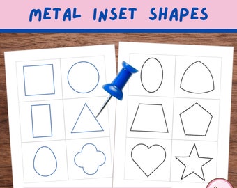 Montessori Metal Inset Shapes Pin Punching Pages, Shape Learning, A4 and US Letter (Home/School Learning)