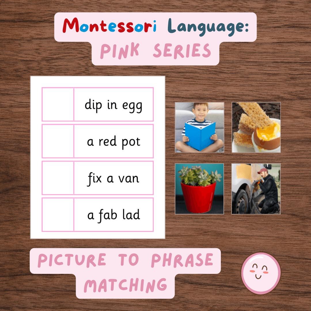 Decodable Phrase Matching Activity, Match Real Photos to Short Phrases ...